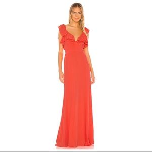 BNWT Lovers + Friends // Mila Gown in Red Orange